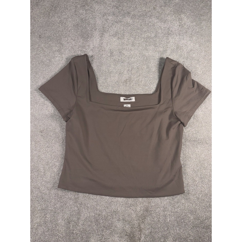 Aritzia Babaton Contour Squareneck T-Shirt xl taupe‎